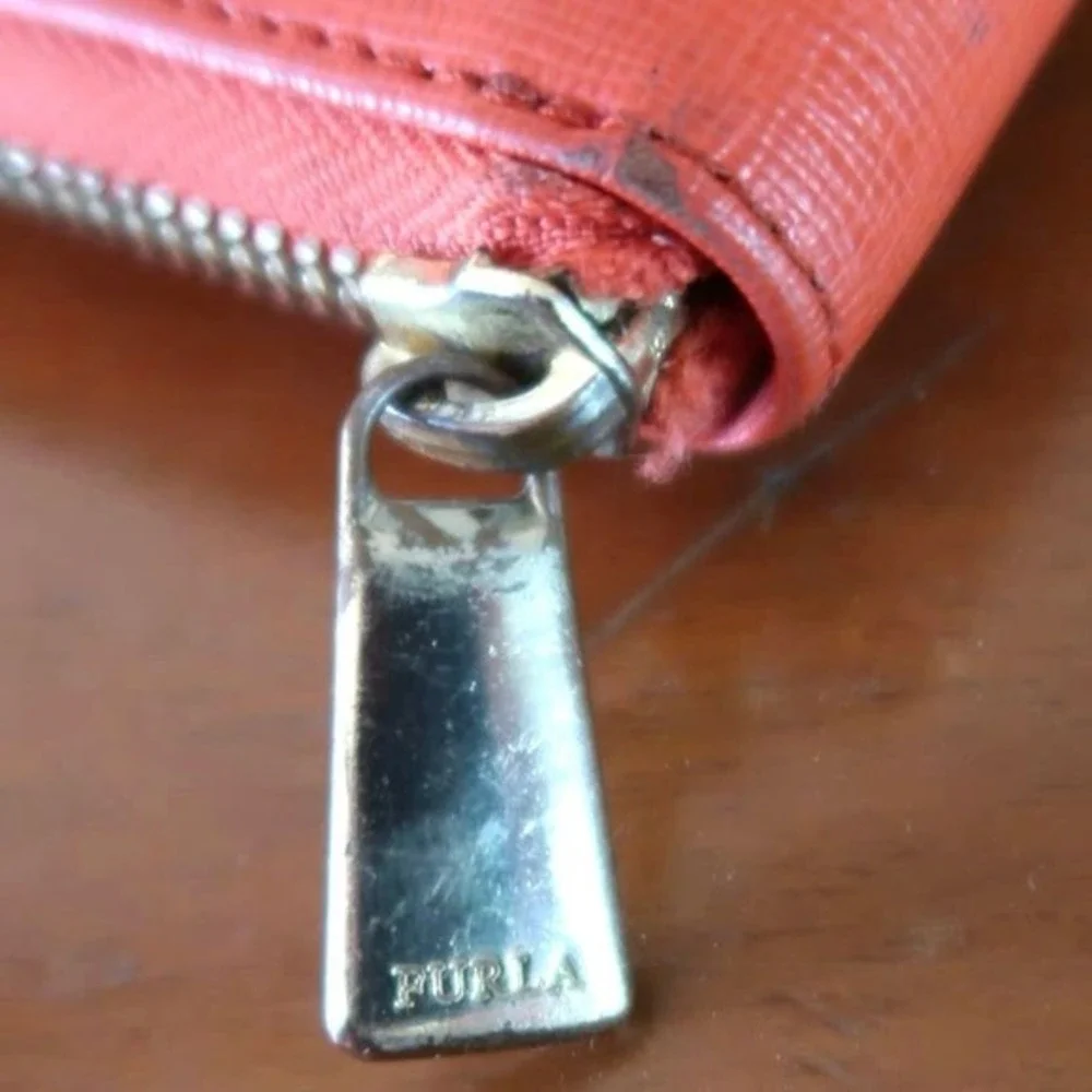 Furla‎ orange zip around wallet